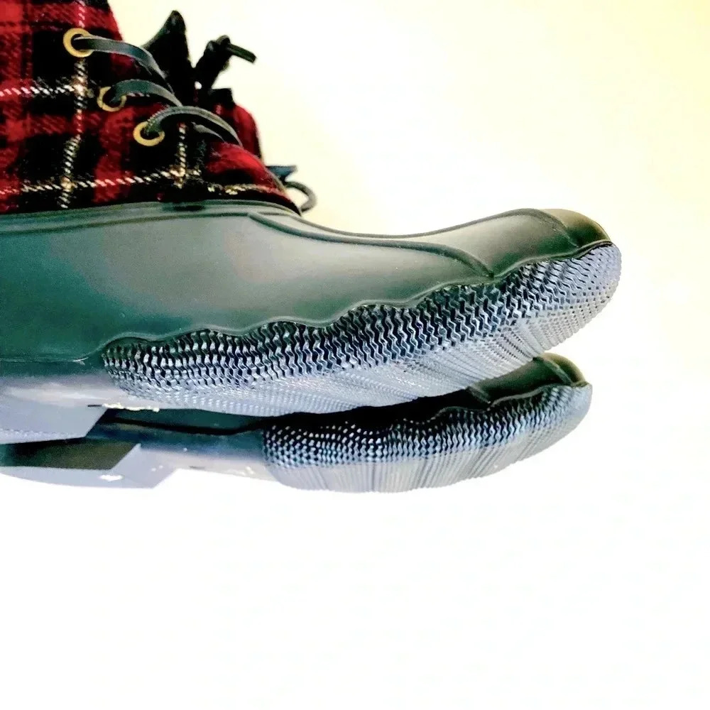 Seven7 Wool Goose Quilted Lace Up Rain Boot Plaid… - image 7